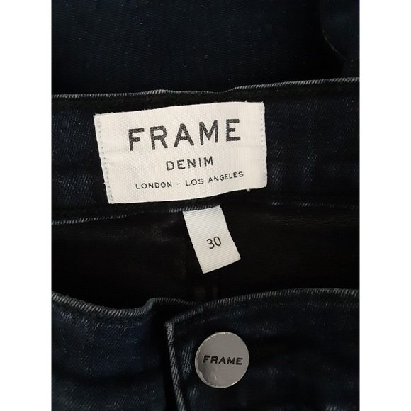 Frame Denim Le High Flare Dark Wash Jeans High Waist Stretch Zip Fly Roxy 30 - Picture 5 of 11